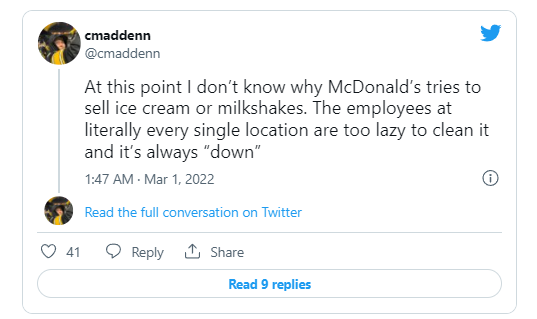 麦当劳正面临与冰淇淋机相关的诉讼 被要求赔偿9亿美元