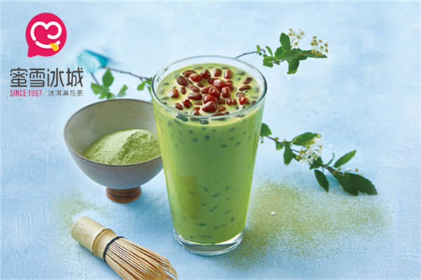 蜜雪冰城抹茶红豆奶茶