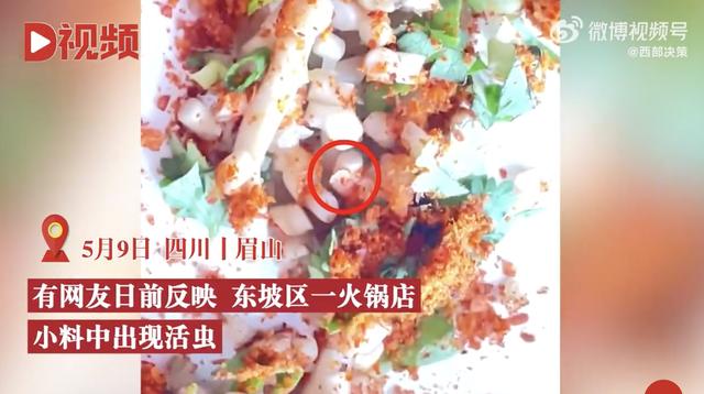 火锅小料中吃出活虫索赔10万，店家：已报警