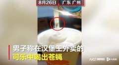 汉堡王可乐疑似有带蛆苍蝇！广州市监部门介入