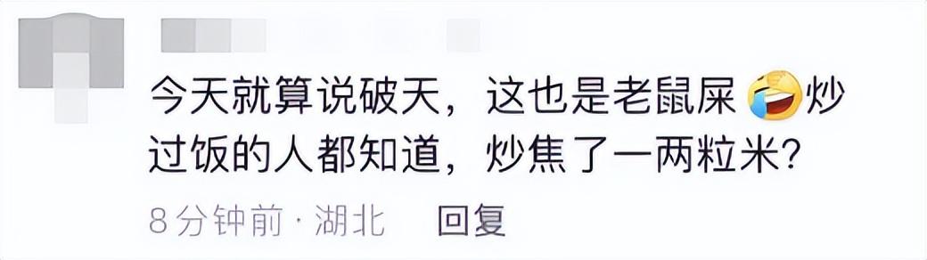 顾客点炒饭吃出老鼠屎，老板当场吃下：油温太高饭炒焦了，酥脆酥脆的